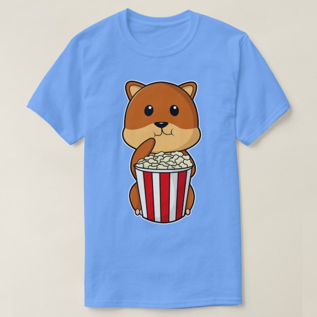 Hamster med Cone of Popcorn 1 T Shirt (Design framsida)