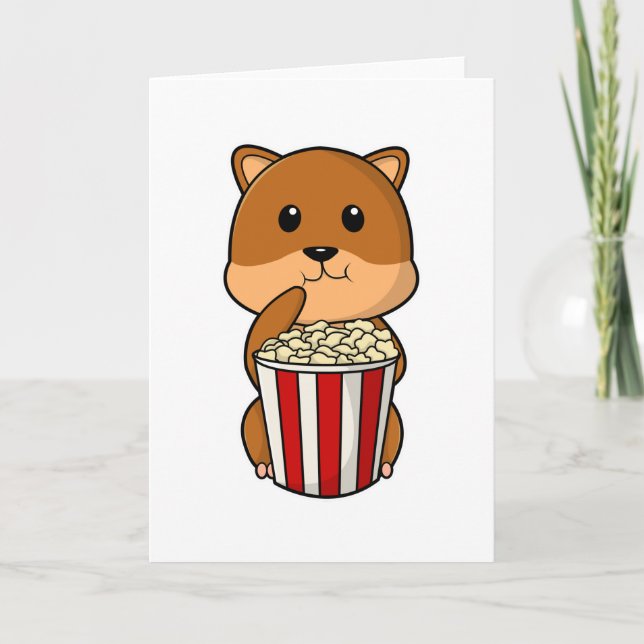 Hamster med Cone of Popcorn Kort (Framsida)