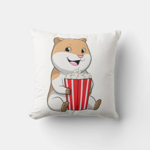 Hamster med Cone of Popcorn Kudde