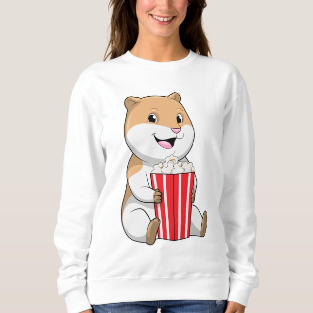 Hamster med Cone of Popcorn T Shirt (Framsida)