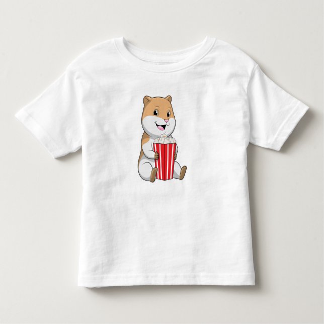 Hamster med Cone of Popcorn T Shirt (Framsida)