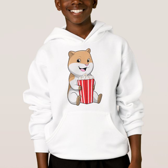 Hamster med Cone of Popcorn T Shirt (Framsida)