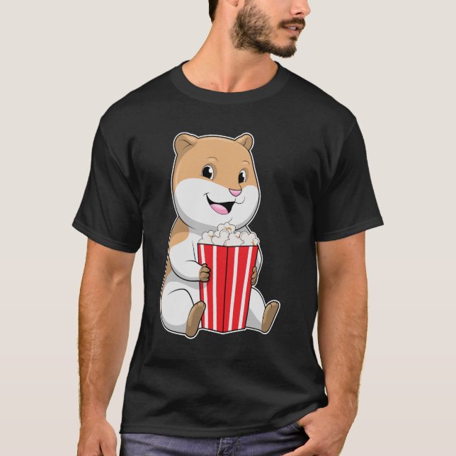 Hamster med Cone of Popcorn T Shirt (Framsida)