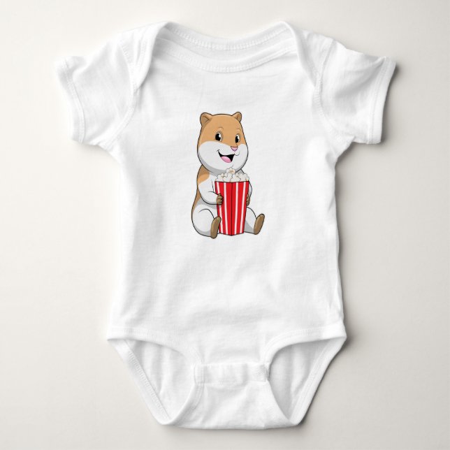 Hamster med Cone of Popcorn T Shirt (Framsida)