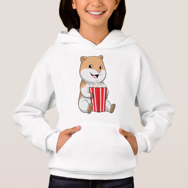Hamster med Cone of Popcorn T Shirt (Framsida)
