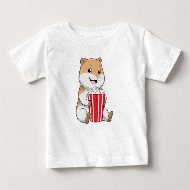 Hamster med Cone of Popcorn T Shirt (Framsida)