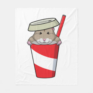 Hamster med Drink Fleecefilt