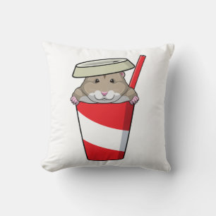 Hamster med Drink Kudde