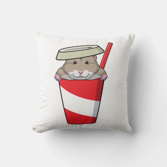 Hamster med Drink Kudde (Framsida)