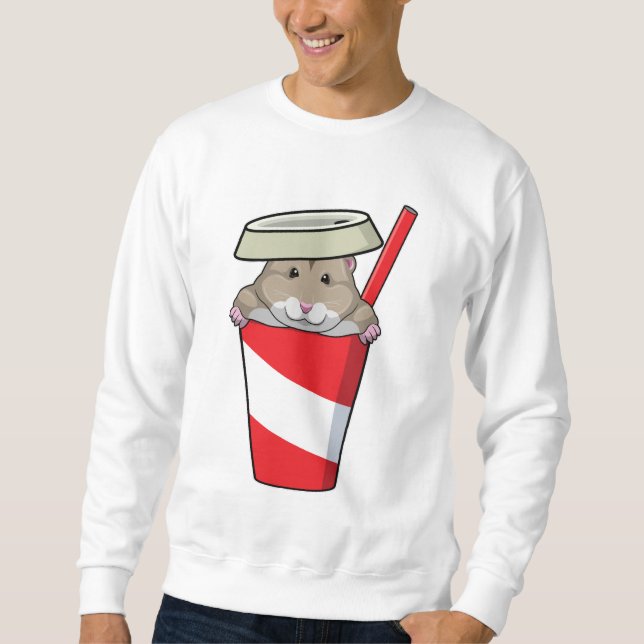 Hamster med Drink Lång Ärmad Tröja (Framsida)