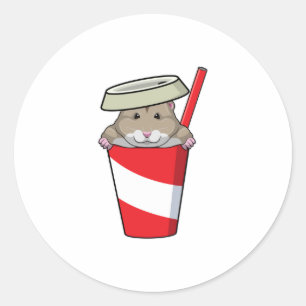 Hamster med Drink Runt Klistermärke