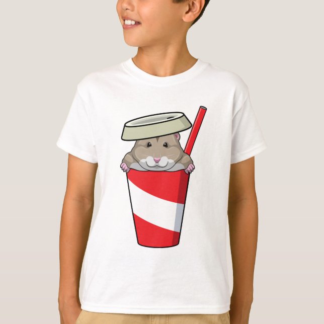 Hamster med Drink T Shirt (Framsida)