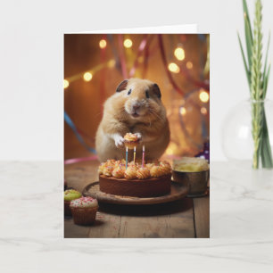 Hamster med fågeldagskaka tack kort