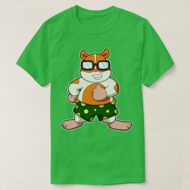 Hamster med färgad Kort Solglasögon T Shirt (Design framsida)