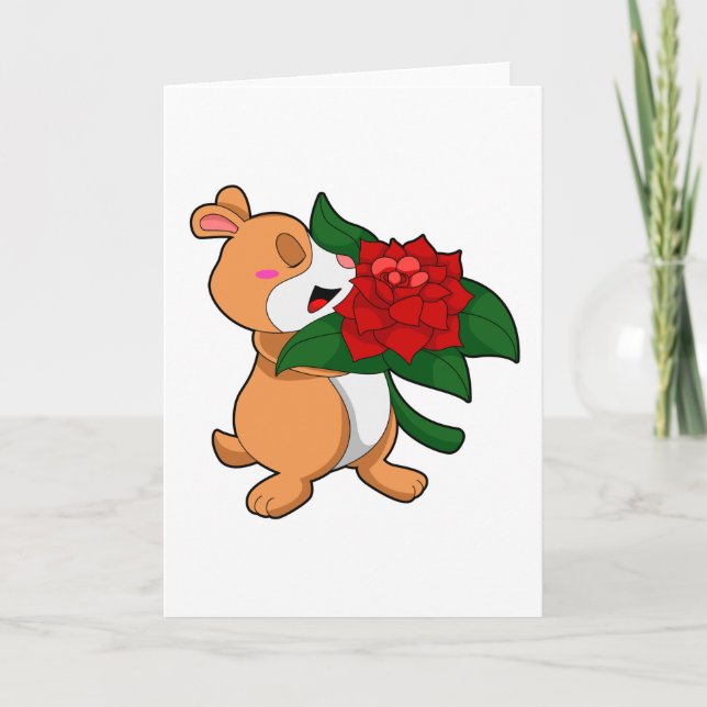 Hamster med Flower Ro Kort (Framsida)