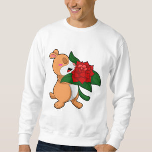 Hamster med Flower Ro Lång Ärmad Tröja