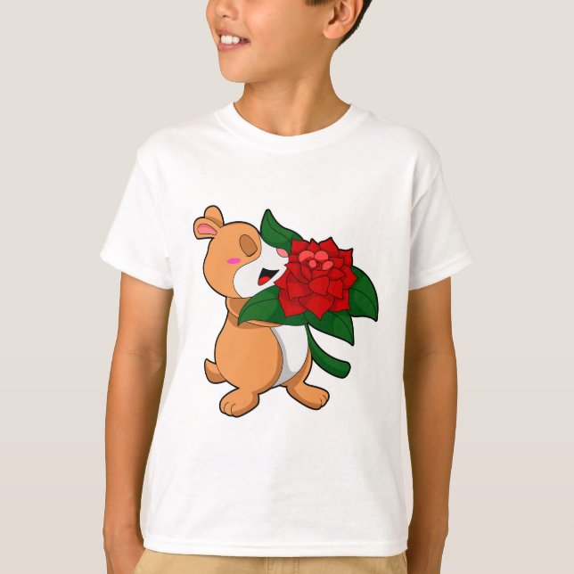 Hamster med Flower Ro T Shirt (Framsida)