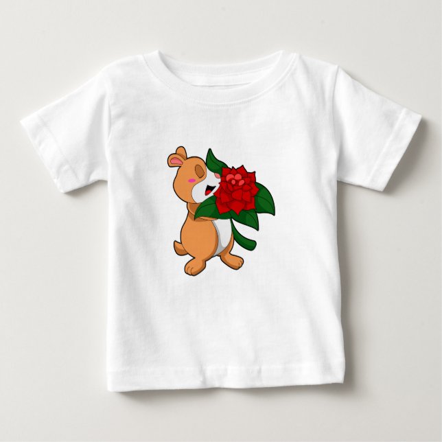 Hamster med Flower Ro T Shirt (Framsida)