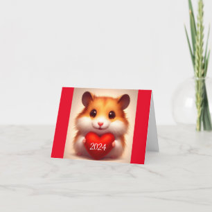 Hamster med hjärta 2024 Julkort Helgkort