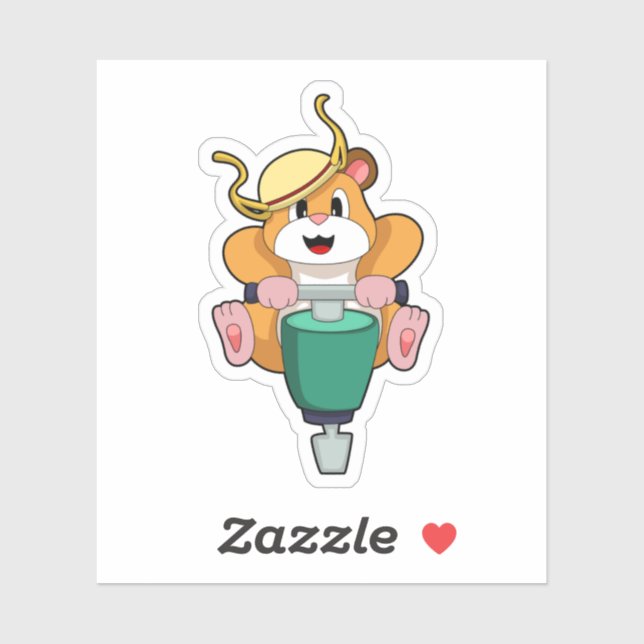 Hamster med Jackhammer Klistermärken (Ark)