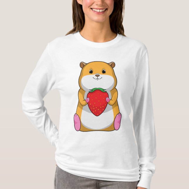 Hamster med jordberry t shirt (Framsida)