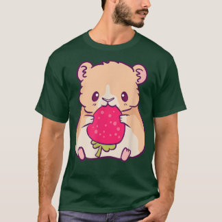 Hamster med jordgubbskål Kawaii Anime Kawai T Shirt