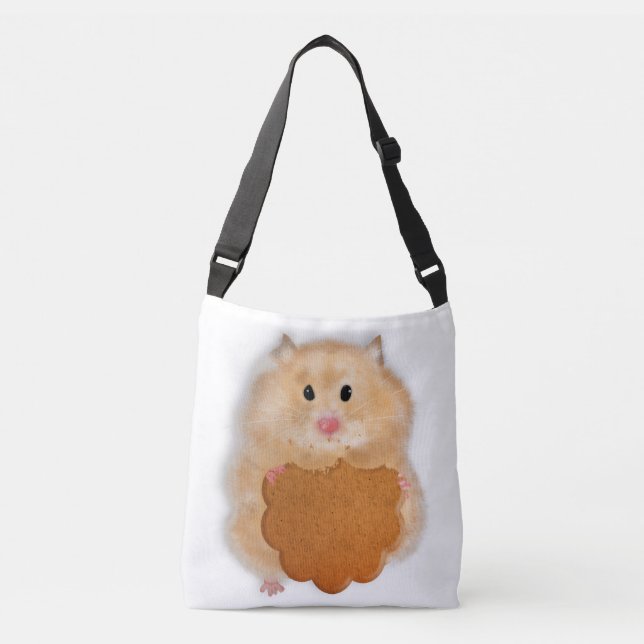 Hamster med kakor tryckt över hela crossbody väska (Framsida)