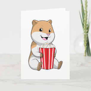 Hamster med kon av popcorn kort