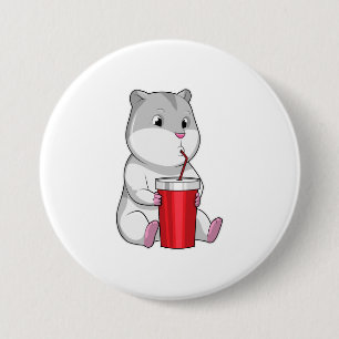 Hamster med Mugg och drickstrå Knapp