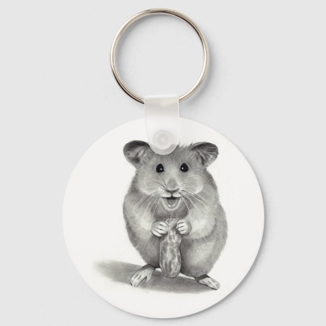 HAMSTER MED PEANUT, PENCIL ART NYCKELRING (Framsida)
