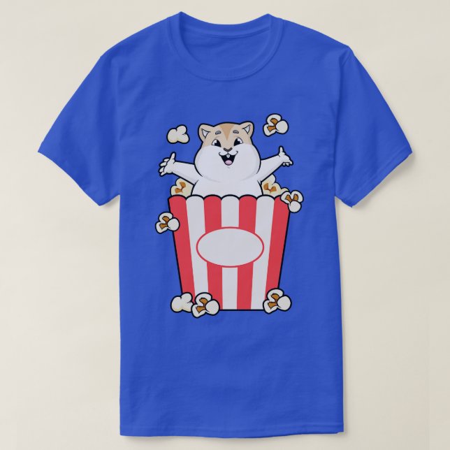 Hamster med Popcorn Bag T Shirt (Design framsida)