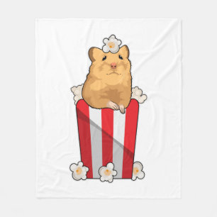 Hamster med Popcorn Fleecefilt