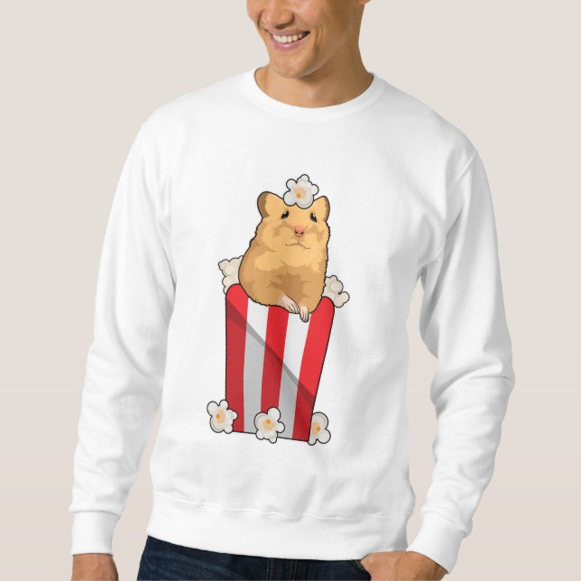 Hamster med Popcorn Lång Ärmad Tröja (Framsida)