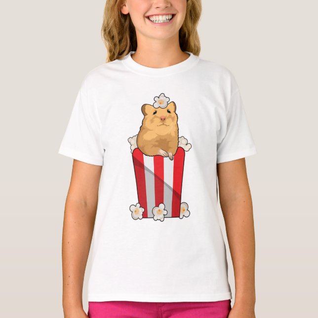 Hamster med Popcorn T Shirt (Framsida)