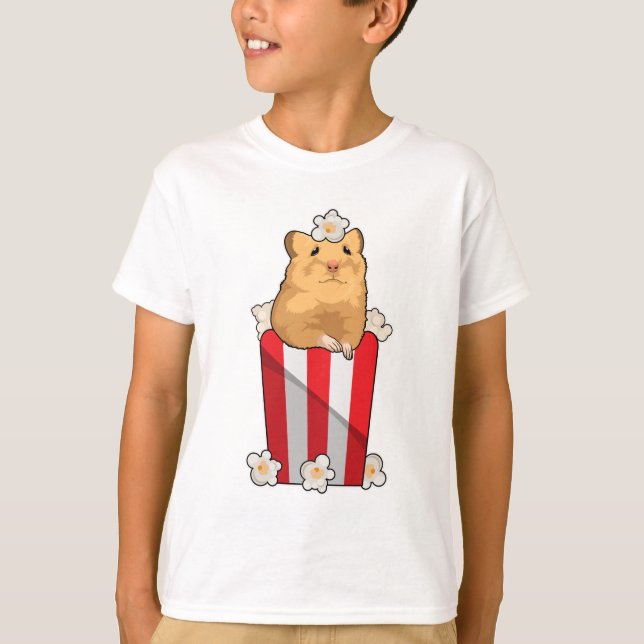 Hamster med Popcorn T Shirt (Framsida)