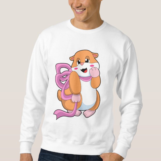 Hamster med Ribbon Lång Ärmad Tröja (Framsida)