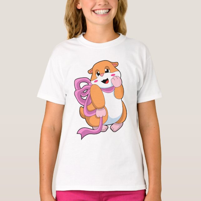 Hamster med Ribbon T Shirt (Framsida)
