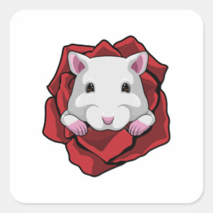 Hamster med Ro Fyrkantigt Klistermärke