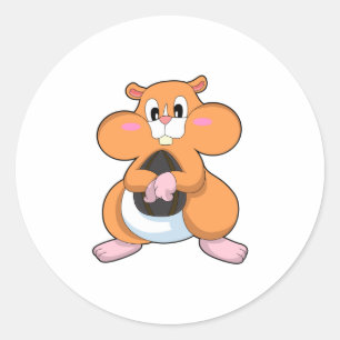Hamster med Walnut Runt Klistermärke