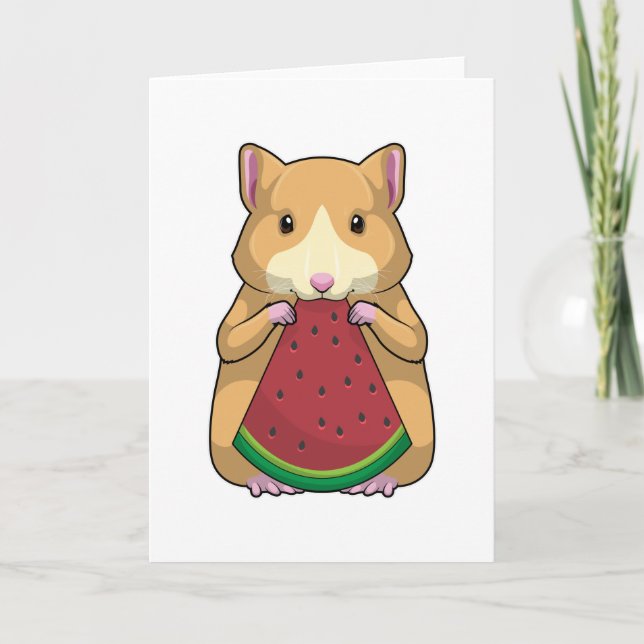 Hamster med Watermelon Kort (Framsida)