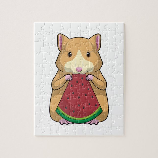 Hamster med Watermelon Pussel (Vertikal)