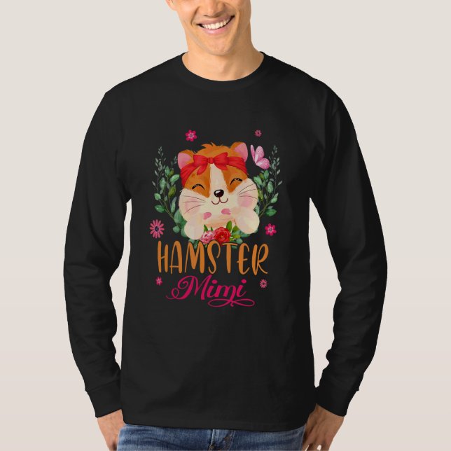 Hamster Mimi Cute Flowers Hamster Bow Tie Mor' T Shirt (Framsida)