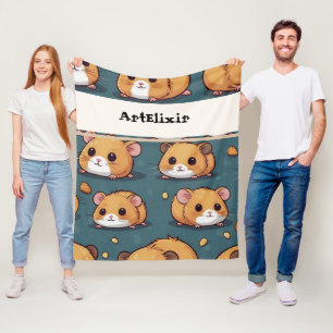 Hamster Mönster Skriv ut Fleecefilt