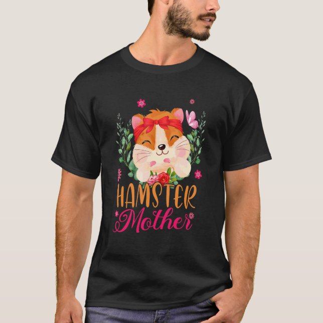 Hamster Mor Cute Flowers Hamster Bow Tie Mor T Shirt (Framsida)