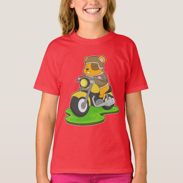 Hamster Motorcykel T Shirt (Framsida)