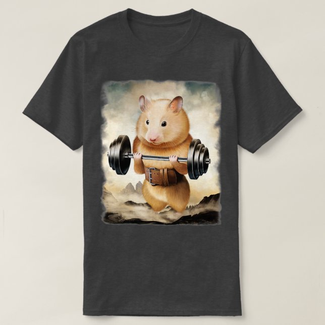 Hamster Muscle Training Weightlift T-Shirt (Design framsida)