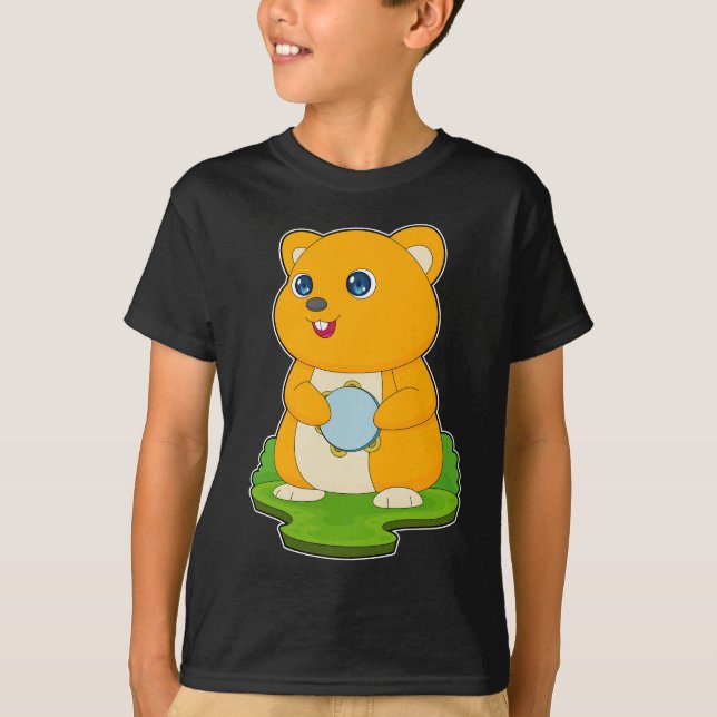 Hamster Musician Drum Music T Shirt (Framsida)