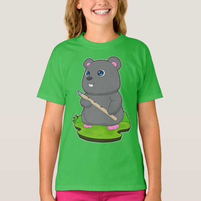 Hamster Musician Flute Music T Shirt (Framsida)