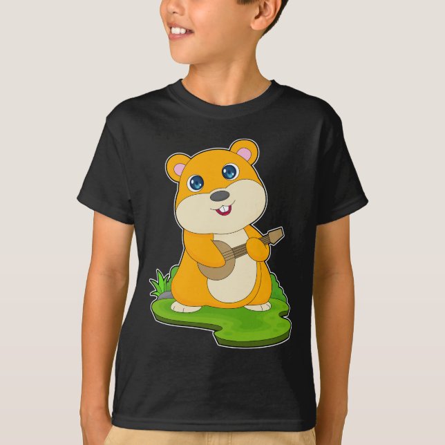 Hamster Musician Guitar Music T Shirt (Framsida)