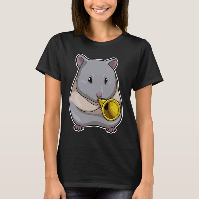 Hamster Musician Trumpet Music T Shirt (Framsida)